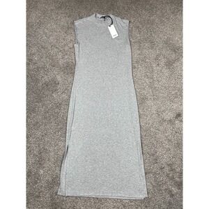 Nomia Dress Womens XS Midi Mockneck Bodycon Minimal Quiet Luxury Preppy Boho NEW